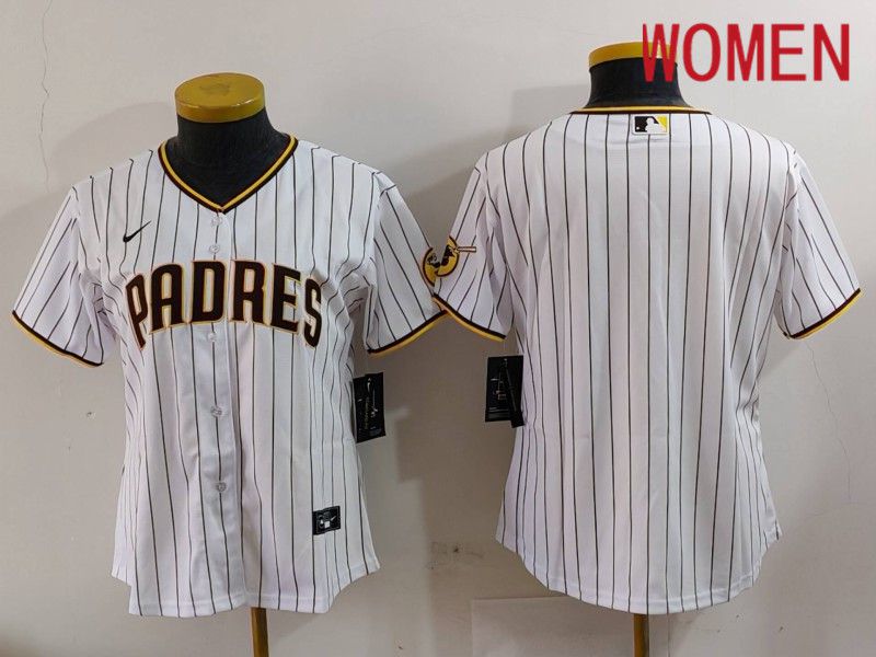 Women San Diego Padres Blank White Stripe Game 2024 Nike MLB Jersey style 1->youth mlb jersey->Youth Jersey